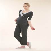 Chezmam 4708 Dantelli Yarım Kollu Emzirme Pijama / Koyu Füme / S