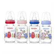 Bebedor Desenli Cam Biberon 125 ml- Yavaş Akış Biberon Emziği Hediyeli