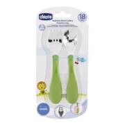 Chicco Paslanmaz Çelik Çatal Kaşık Seti 18m+ Yeşil