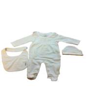 Pierre Cardin PC-524-0612-2 Kutulu Dantel Yaka 3lü Set - 3-6 Ay - Ekru