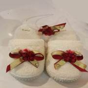 Limissi Kırmızı Çiçekli Sarı-Kırmızı Kurdeleli Hamile Taç - Terlik Set