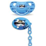 Suavinex Total Look Silikon Emzik + Zincir Seti 6-18 Ay Petit Secret Mavi (3801431)