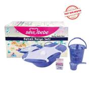 Sevi Bebe Şeffaf Desenli Giderli Bebek Banyo Seti - Mavi