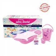 Sevi Bebe Şeffaf Desenli Giderli Bebek Banyo Seti - Pembe
