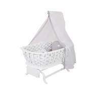 Bambidoo B-305 Ahşap Menekşe Sepet Beşik Beyaz - Gri Balina
