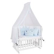 Bambidoo B-701 Ahşap Yağmur Anne Yanı Beşik Beyaz - Mavi Prens