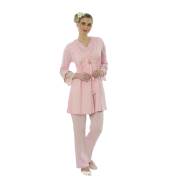 Limissi 3001 3lü Sabahlık Pijama Takımı Pudra - S