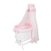 Bambidoo 311 Ahşap Manolya Sepet Beşik Beyaz - Pembe Taç