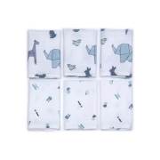 Funna Baby 9523 Origami 6lı Muslin Ağız Bezi - 30x30 cm / Mavi