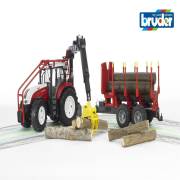 Bruder BR03093 Bruder Steyr CVT 6230 Forestry Römorklu Tomruk Taşıyan Traktör -