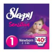 Sleepy Sensitive Newborn Jumbo 40`lı Bebek Bezi 1 Numara