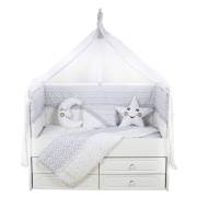 Bebetti 870G Hasır Beşik+Tekstil Seti 70x130 Gri