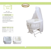 Bebetti 390 Fiyonklu Krem Beşik+Tekstil Seti
