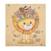 Sevi Bebe Pano Baskılı Muslin Battaniye (120x120 cm) - Kızıldereli Aslan