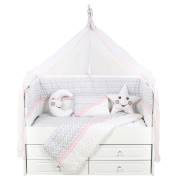 Bebetti 870P Hasır Beşik+Tekstil Seti 70x130 Pembe