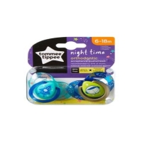 Tommee Tippee Gece Zaman Glow In Dark Emzikler 6-18 ay- Mavi