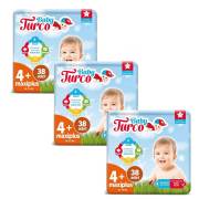 Baby Turco Bebek Bezi 4+ Beden Maxi Plus 3x38 Adet 
