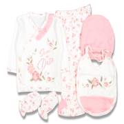 Leylek 4192-Kız 5 Li Çiçekli Zıbın Seti 0-3 AY