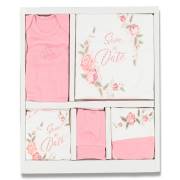 Leylek 4193-Kız 10 Parça Çiçekli Zıbın Seti 0-3 AY Pembe Renk