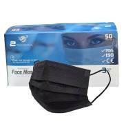 Two Tech Medical Burun Telli 3 Katlı 90gr Meltblown Filtreli Yetişkin Maske 50li - Siyah