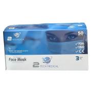 Two Tech Medical Burun Telli 3 Katlı 90gr Meltblown Filtreli Yetişkin Maske 50li - Siyah