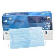 Two Tech Medical Burun Telli 3 Katlı 90gr Meltblown Filtreli Yetişkin Maske 50li - Mavi