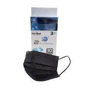 Two Tech Medical Burun Telli 3 Katlı 90gr Meltblown Filtreli Yetişkin Maske 10lu - Siyah