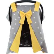 Yuar Baby Gri Tabanlı Yıldız Desenli Puset Örtüsü-Sarı