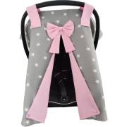 Yuar Baby Gri Tabanlı Yıldız Desenli Puset Örtüsü-Pembe