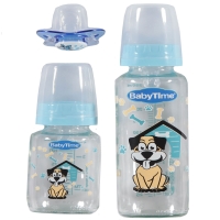 Babytime BT207 3lü Cam Biberon Seti - Mavi