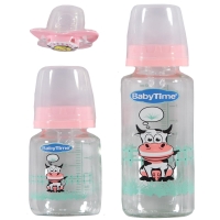 Babytime BT207 3lü Cam Biberon Seti - Pembe