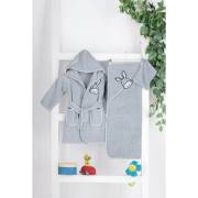 Mixi Baby 3 Parça Bebek Bornoz Seti-Gri