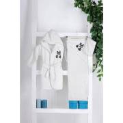 Mixi Baby 3 Parça Bebek Bornoz Seti-Beyaz