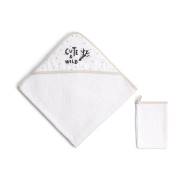 Funna Baby 9864 Üçgen Başlıklı Havlu Seti - Cute & Wild - Bej - 75 x 75 cm
