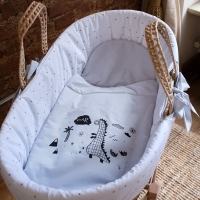 Funna Baby 9889 Hasır Sepet Seti - Dino - Mavi