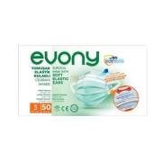 Evony 3 Katlı Yumuşak Elastik Kulaklı 50li Cerrahi Maske - Yeşil