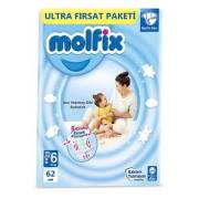 Molfix Bebek Bezi 3D 6 Beden Extra Large 15+ Kg 62li Ultra Fırsat Paketi 