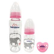 Bambino Emzik Biberon Seti 125 ml + 225 ml 0-6 Yaş - Pembe