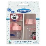 BabyTime BT515 Mini 3lü Pp Plastik Biberon Set 0-6 Ay - Pembe