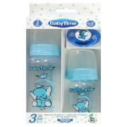 BabyTime BT515 Mini 3lü Pp Plastik Biberon Set 0-6 Ay - Mavi