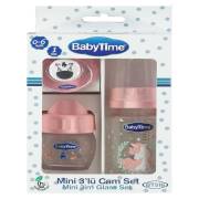 BabyTime BT516 Mini 3lü Cam Biberon Set 0-6 Ay - Pembe