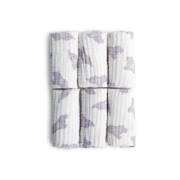 Funna baby 0181 - 6lı Muslin Ağız Bezi Seti - Elephant - Beyaz Zemin - 30 x 30 Cm