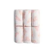 Funna baby 0184 - 6lı Muslin Ağız Bezi Seti - Elephant -Beyaz Zemin - 30 x 30 Cm