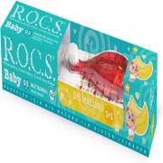 R.O.C.S. Baby 0-3 Yaş Muz Püresi Tadında Diş Macunu 45g + Diş Fırçası Seti Kırmızı