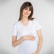 Funna Mamma 7605 V-Yaka Hamile T-Shirt - Antonia - Beyaz / XL Beden