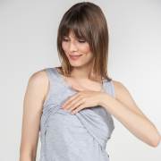 Funna Mamma 7672 Atlet Yaka Emzirme T-Shirt - Paola - Gri / L Beden