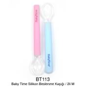BabyTime Silikon Beslenme Kaşığı 2li - Mavi Pembe