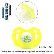 BabyTime Kiraz Uçlu Koruyucu Kapaklı Akide Gövdeli Desenli Emzik 0-6 Ay - Sarı